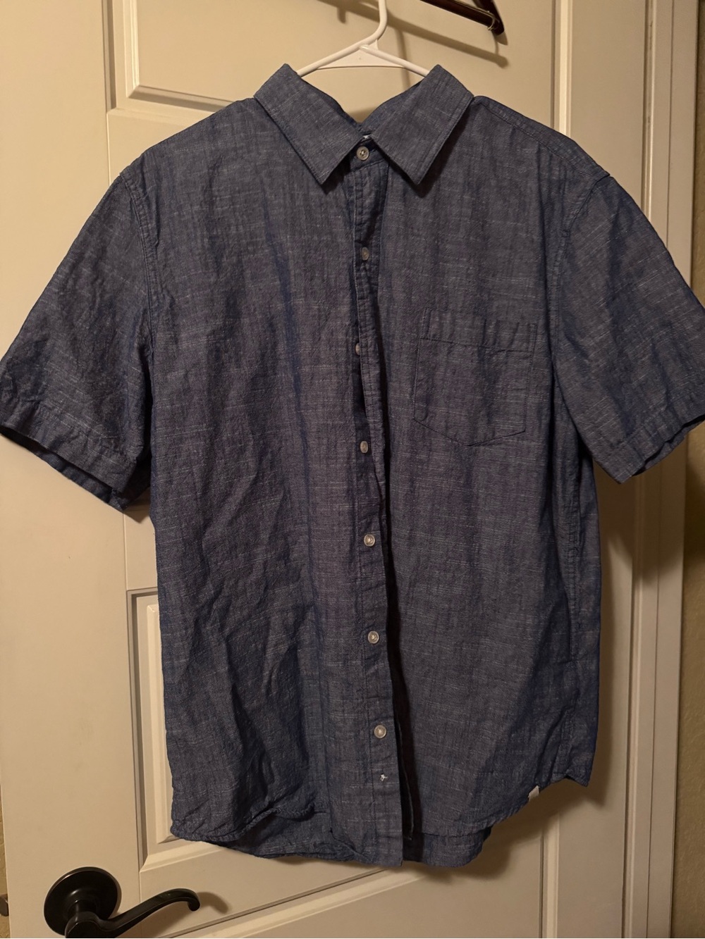 Chaps Blue Short-Sleeve Casual Button-Down Shirt